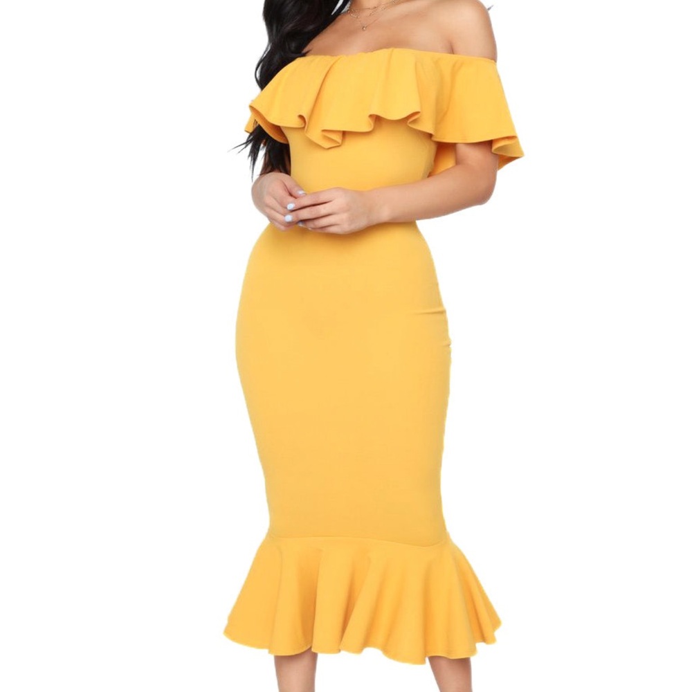 Yellow Ruffle Dress - Picture 2 of 4